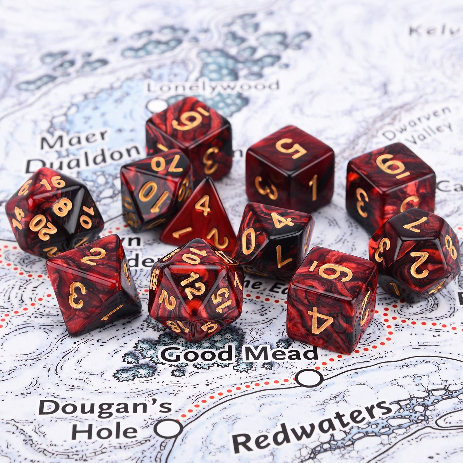 Amazon.com: ZX 11PCS Polyhedral Dice Set 2D20 D12 D% D10 D8 4D6 D4